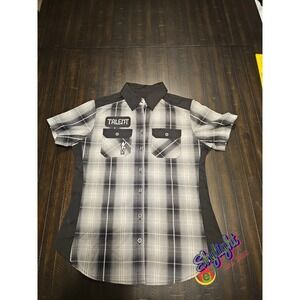Throttle Women Strip Club Choppers Garage Work Shirt Adult Plaid Talent Sz S/m